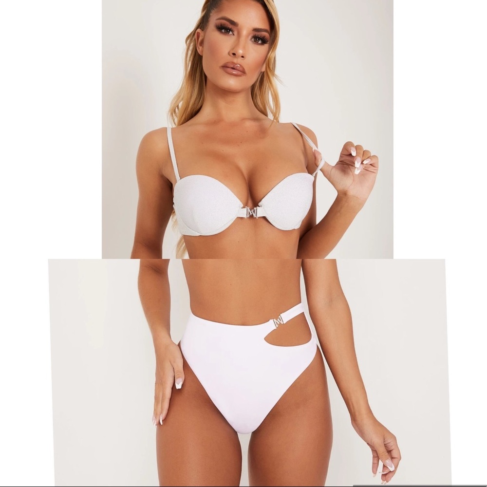Meshki white Mikaila padded bikini top & Maleah high rise bikini bottom Small